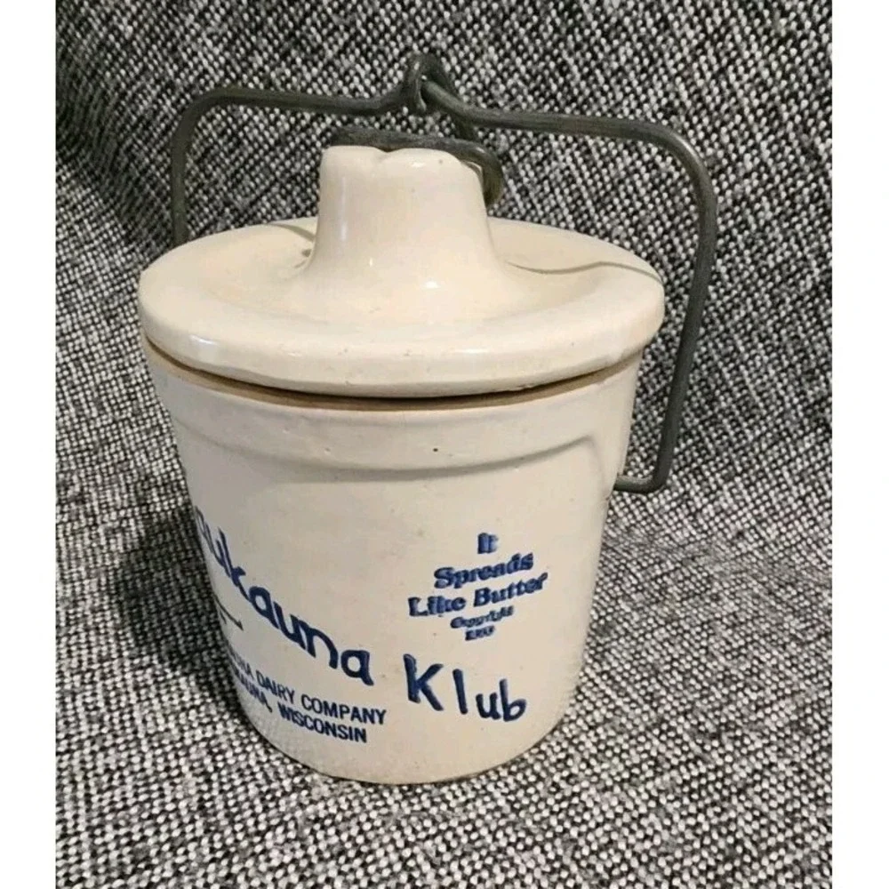 Kaukauna‎ Klub Dairy Crock with Lid Kaukauna, Wisconsin Copyright 1933